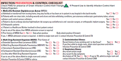 Emergency Medicine notes infection control checklist