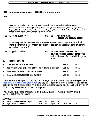 VHF Triage Form